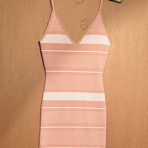 Peach and white  striped knit dress